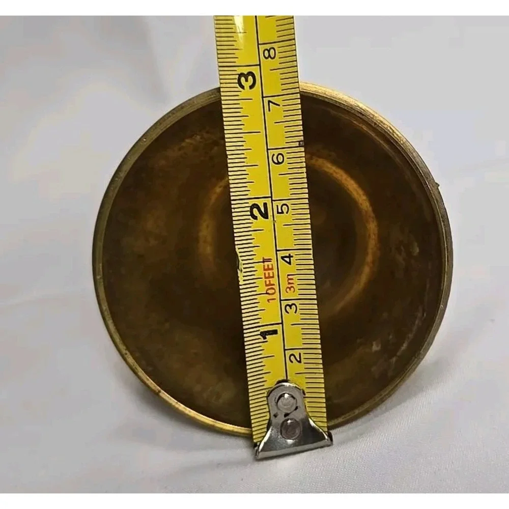 VINTAGE Brass Pear Lid/Top ONLY, Trinket Box,‎ Screw Top, Two Leaves On Stem